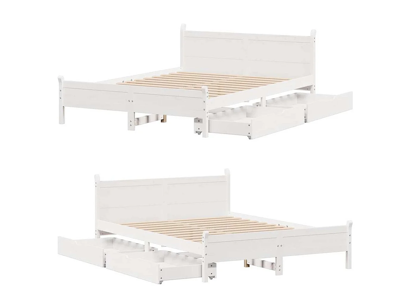 Lit double | Lit adulte | Cadre de lit blanc 160x200 cm bois de pin massif
