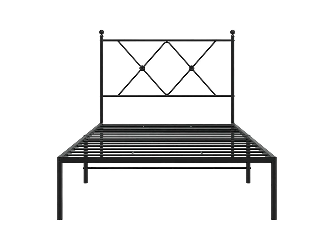 Lit simple | Lit adulte, enfant | Cadre de lit métal avec tête de lit noir 90x190 cm