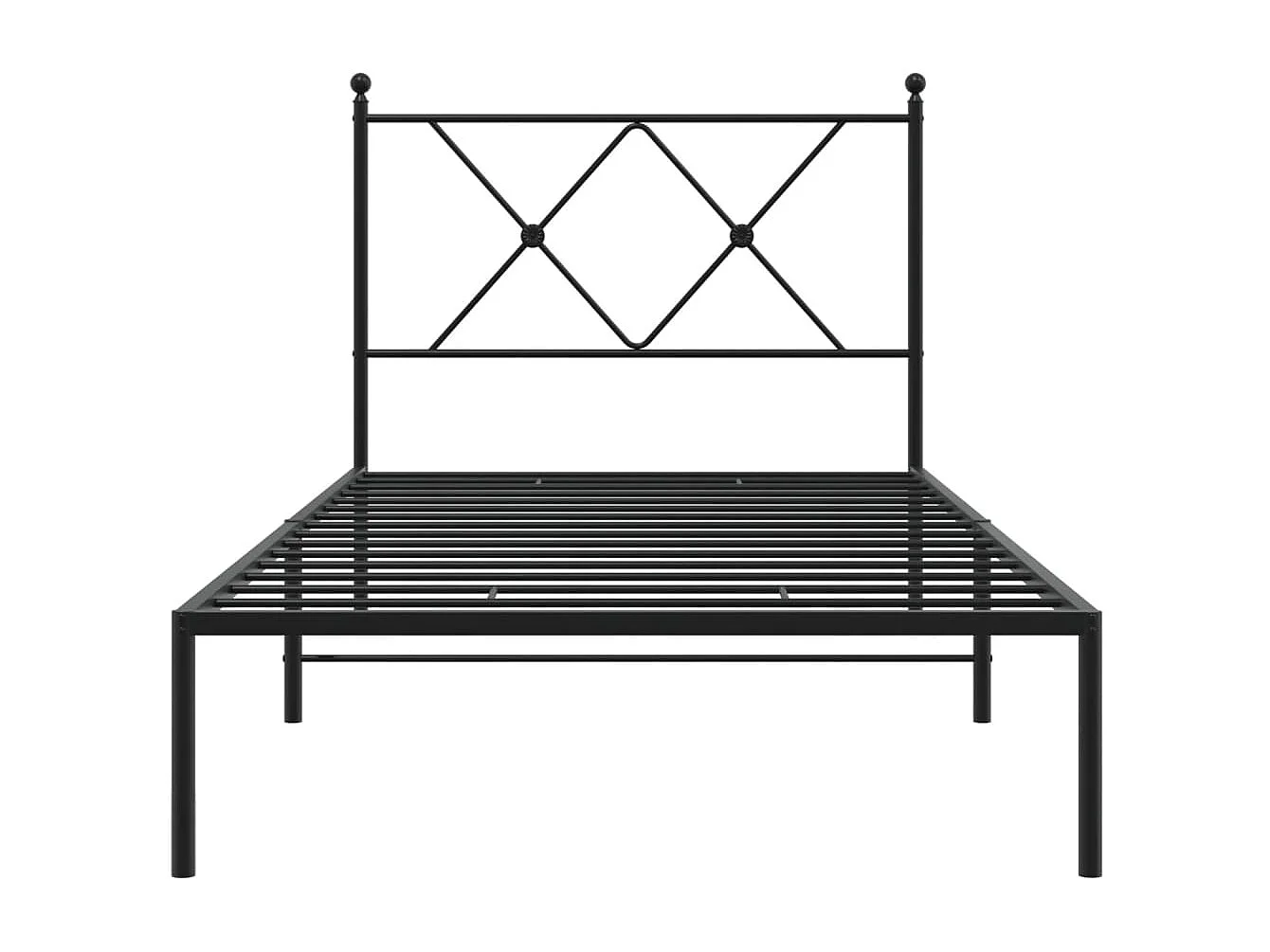 Lit simple | Lit adulte, enfant | Cadre de lit métal avec tête de lit noir 90x190 cm