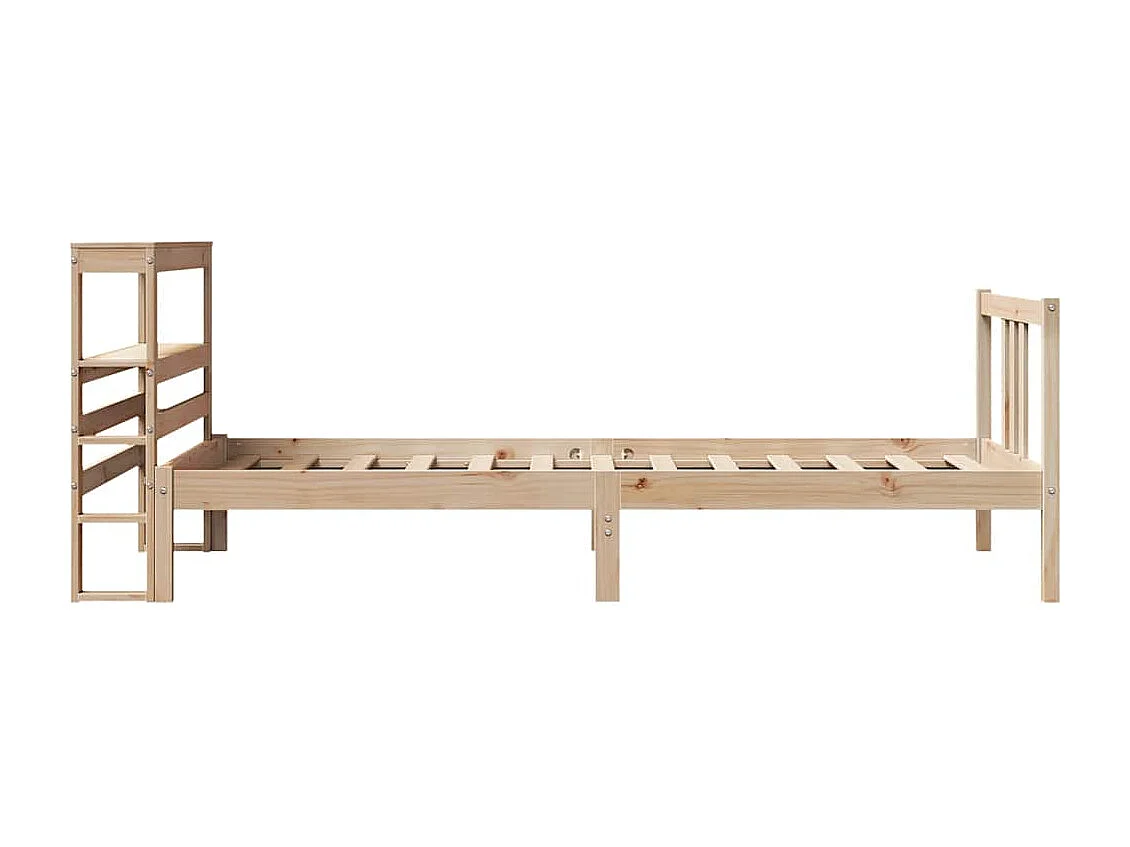 Letto per adulti | Letto singolo | Giroletto con Testiera 75x190 cm in Legno Massello di Pino