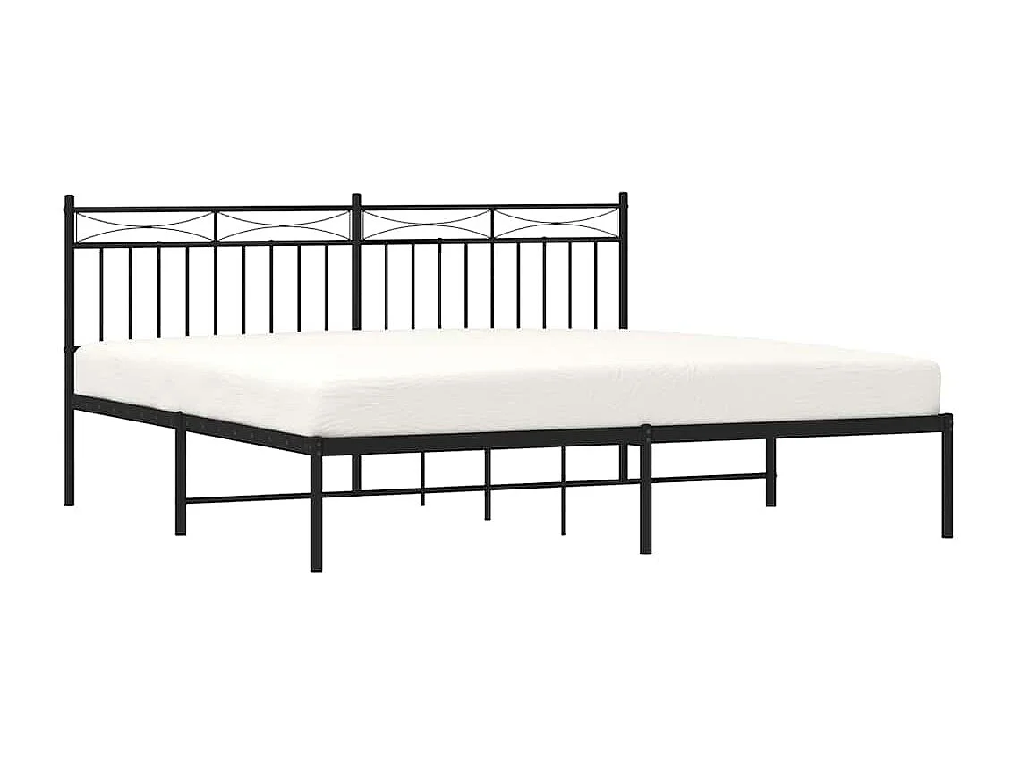 Lit double | Lit adulte | Cadre de lit métal avec tête de lit noir 183x213cm