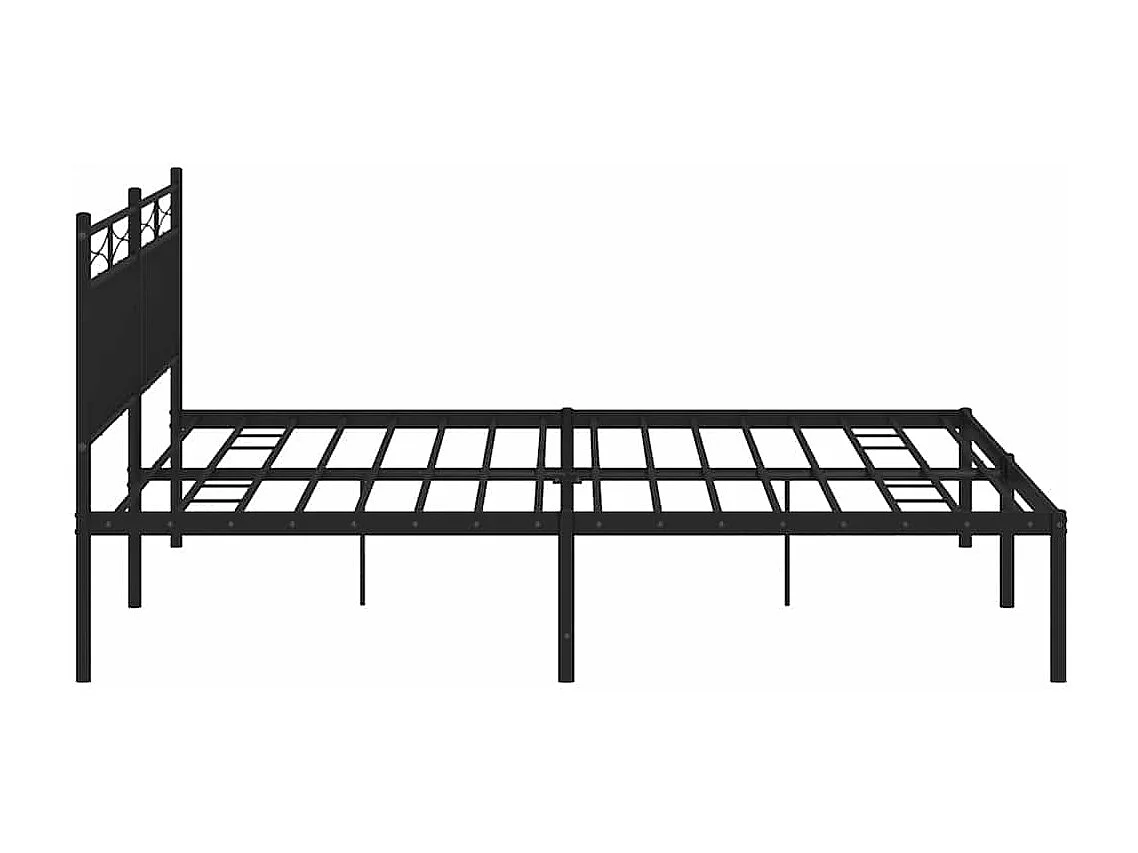 Lit double | Lit adulte | Cadre de lit métal avec tête de lit noir 183x213cm
