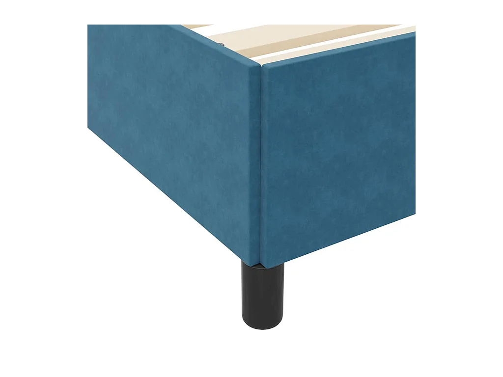 Lit simple | Lit adulte, enfant | Cadre de lit Bleu foncé et blanc 90x190 cm Velours