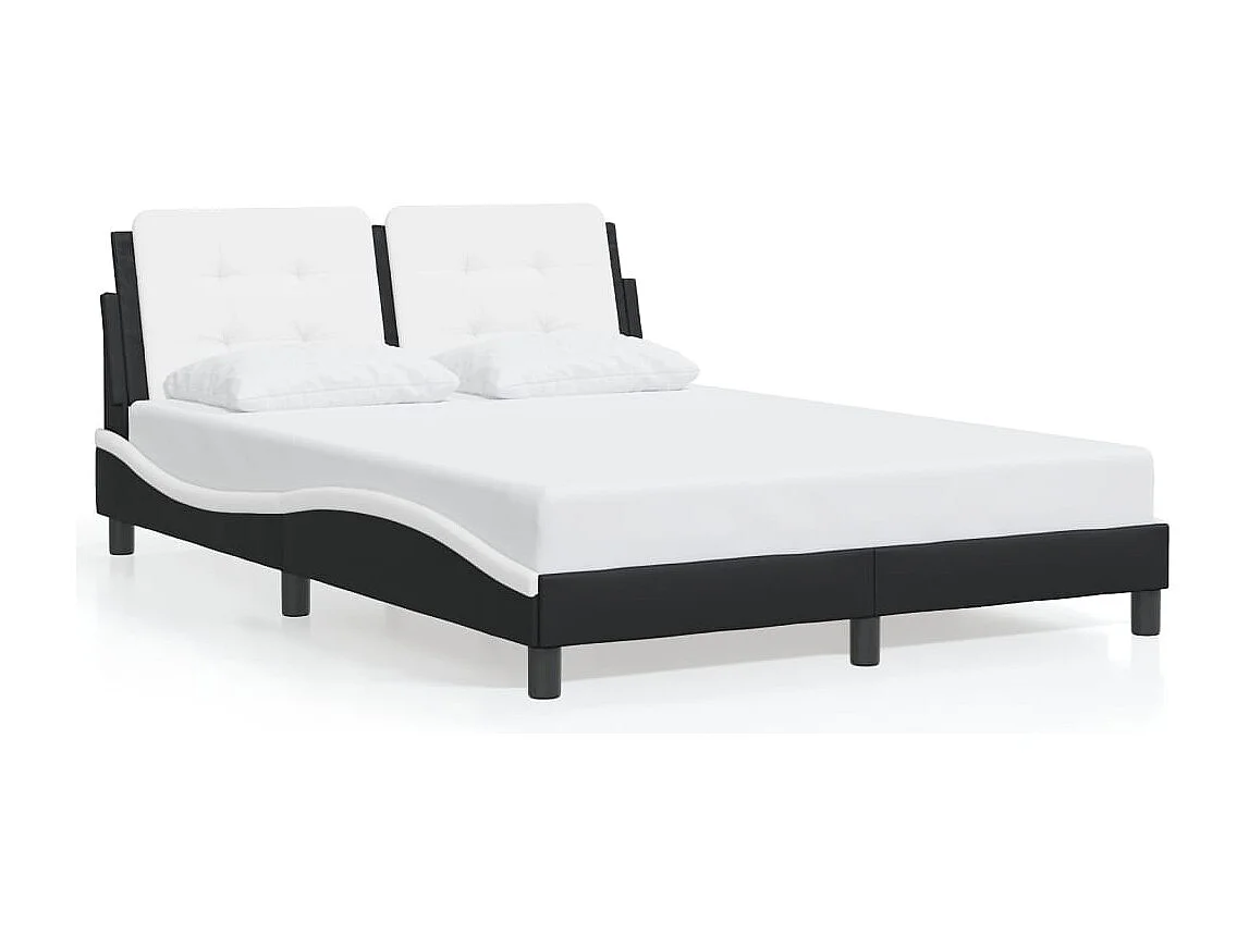 Lit double | Lit adulte | Cadre de lit noir et blanc 140x200 cm similicuir