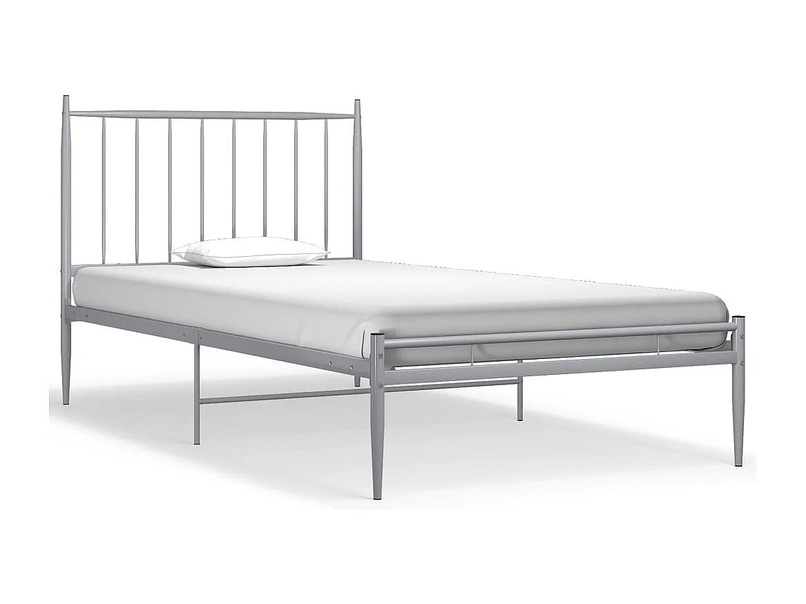 Lit simple | Lit adulte, enfant | Cadre de lit gris métal 100x200 cm
