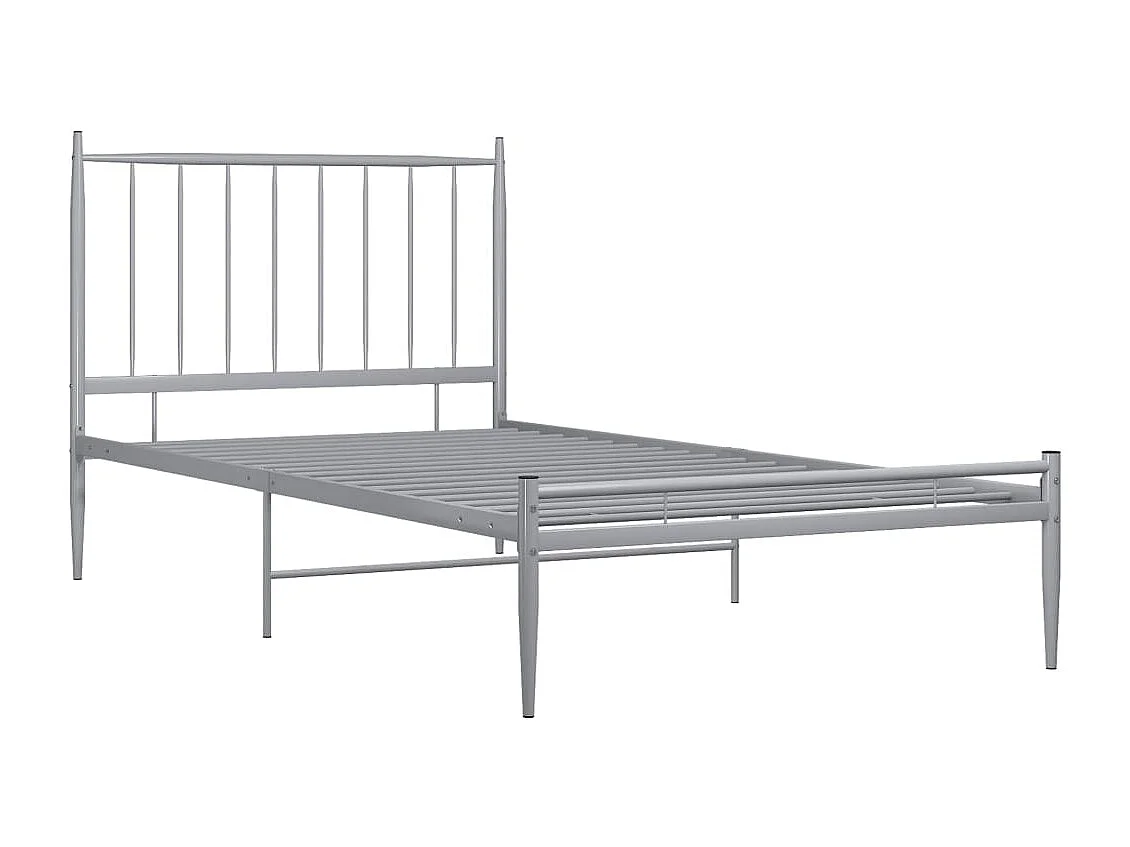Lit simple | Lit adulte, enfant | Cadre de lit gris métal 100x200 cm