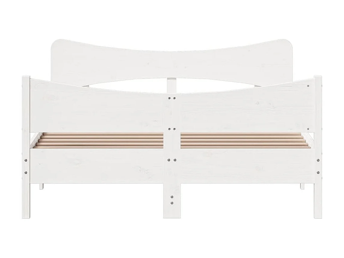 Lit double | Lit adulte | Cadre de lit blanc 160x200 cm bois de pin massif