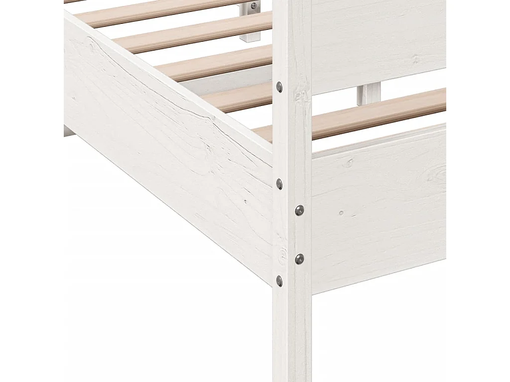 Lit double | Lit adulte | Cadre de lit blanc 160x200 cm bois de pin massif