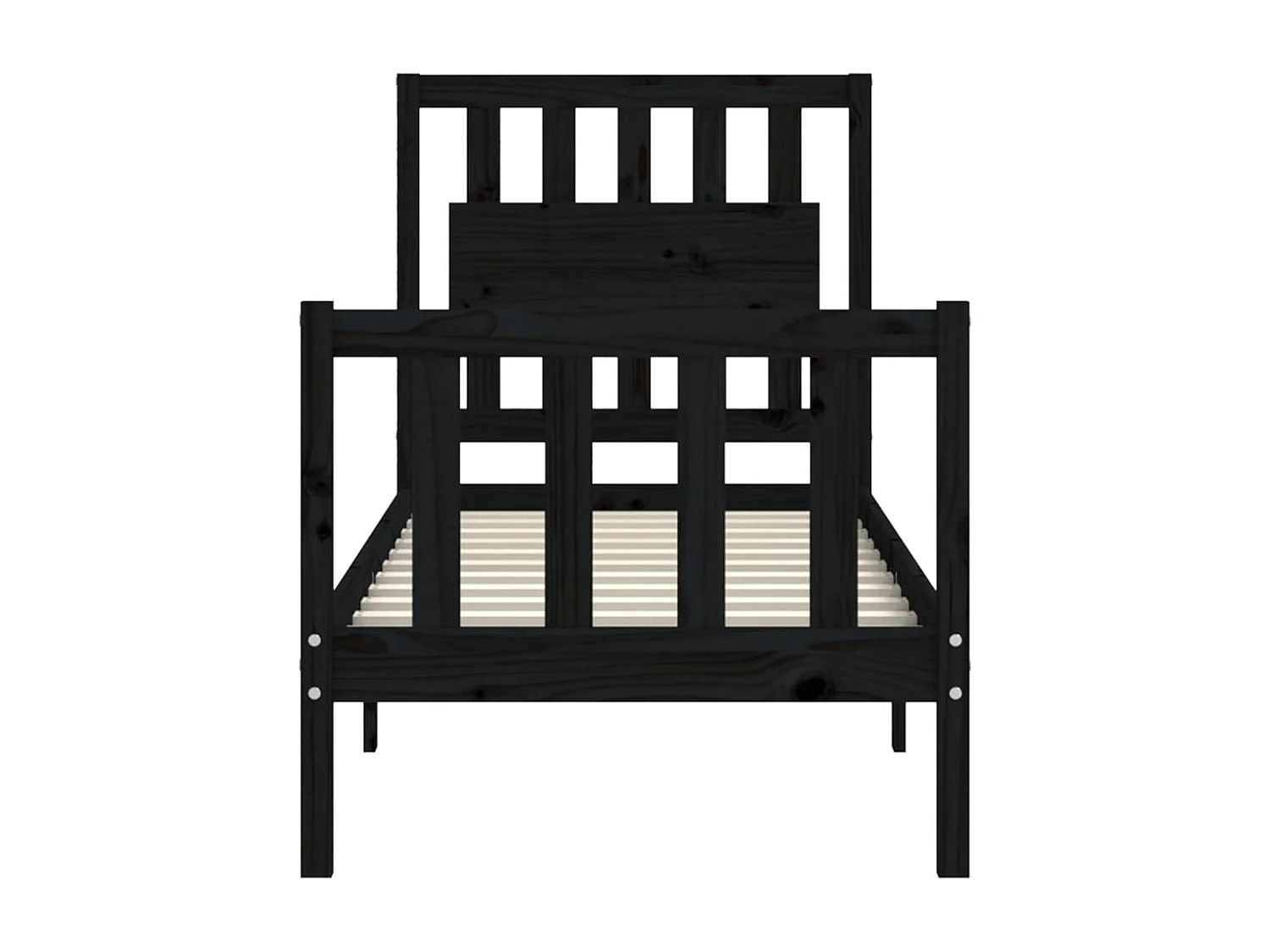 Lit simple | Lit adulte, enfant | Cadre de lit noir bois de pin massif 75x190 cm