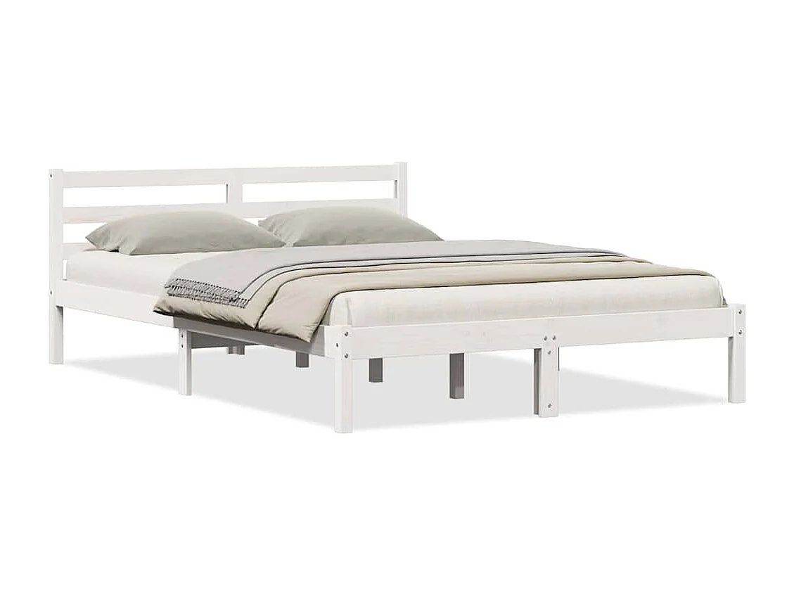 Lit double | Lit adulte | Cadre de lit Blanc 220x140 cm Bois massif en pin