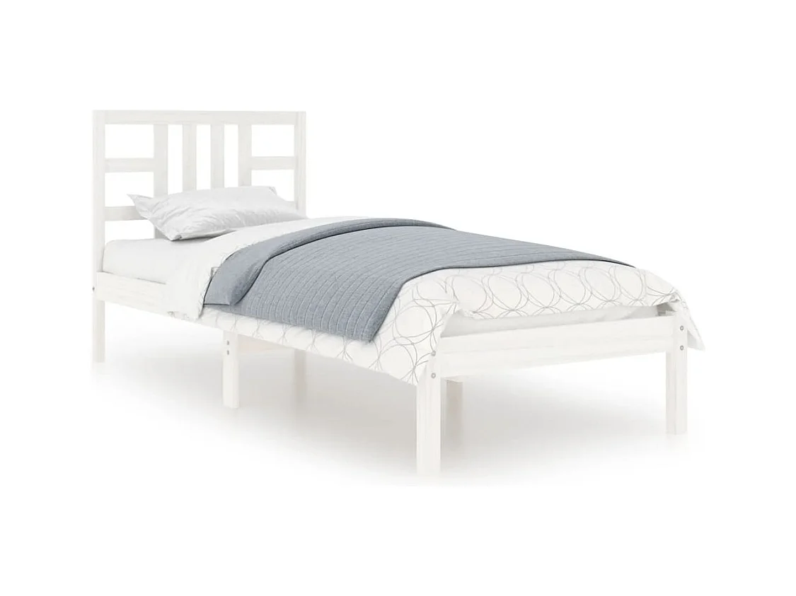 Lit simple | Lit adulte, enfant | Cadre de lit blanc 100x200 cm bois massif