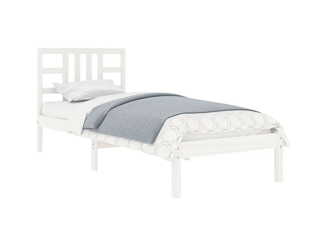 Lit simple | Lit adulte, enfant | Cadre de lit blanc 100x200 cm bois massif