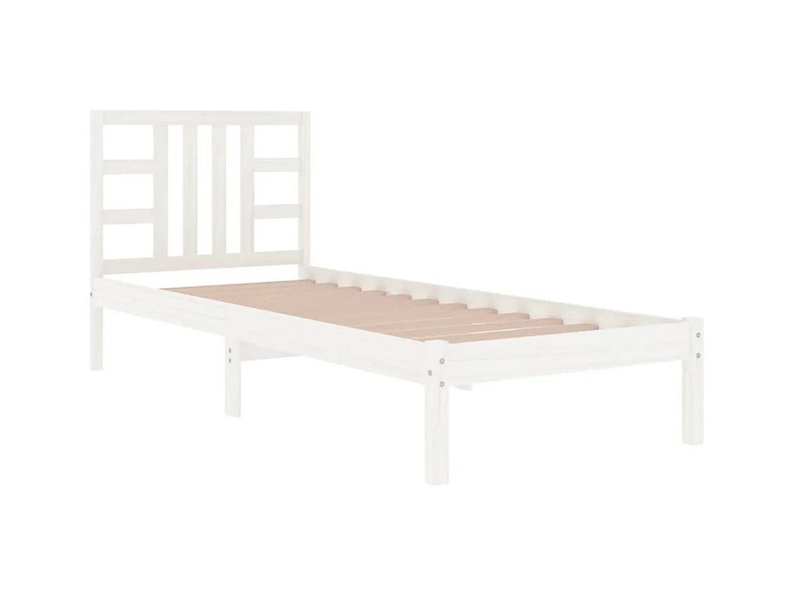 Lit simple | Lit adulte, enfant | Cadre de lit blanc 100x200 cm bois massif