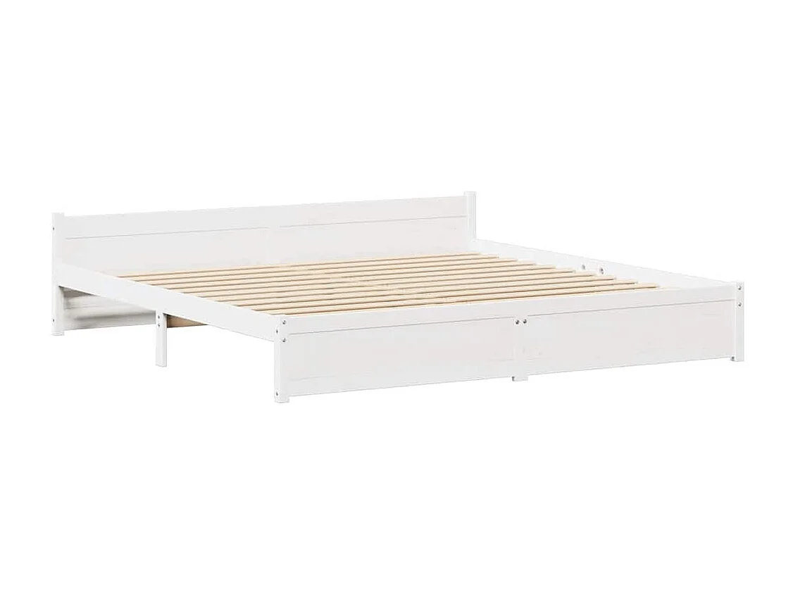 Lit double | Lit adulte | Cadre de lit blanc 160x200 cm bois de pin massif