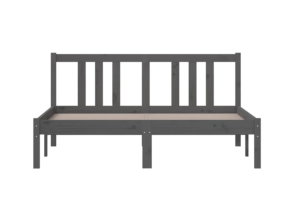 Lit double | Lit adulte | Cadre de lit gris bois massif 135x190 cm