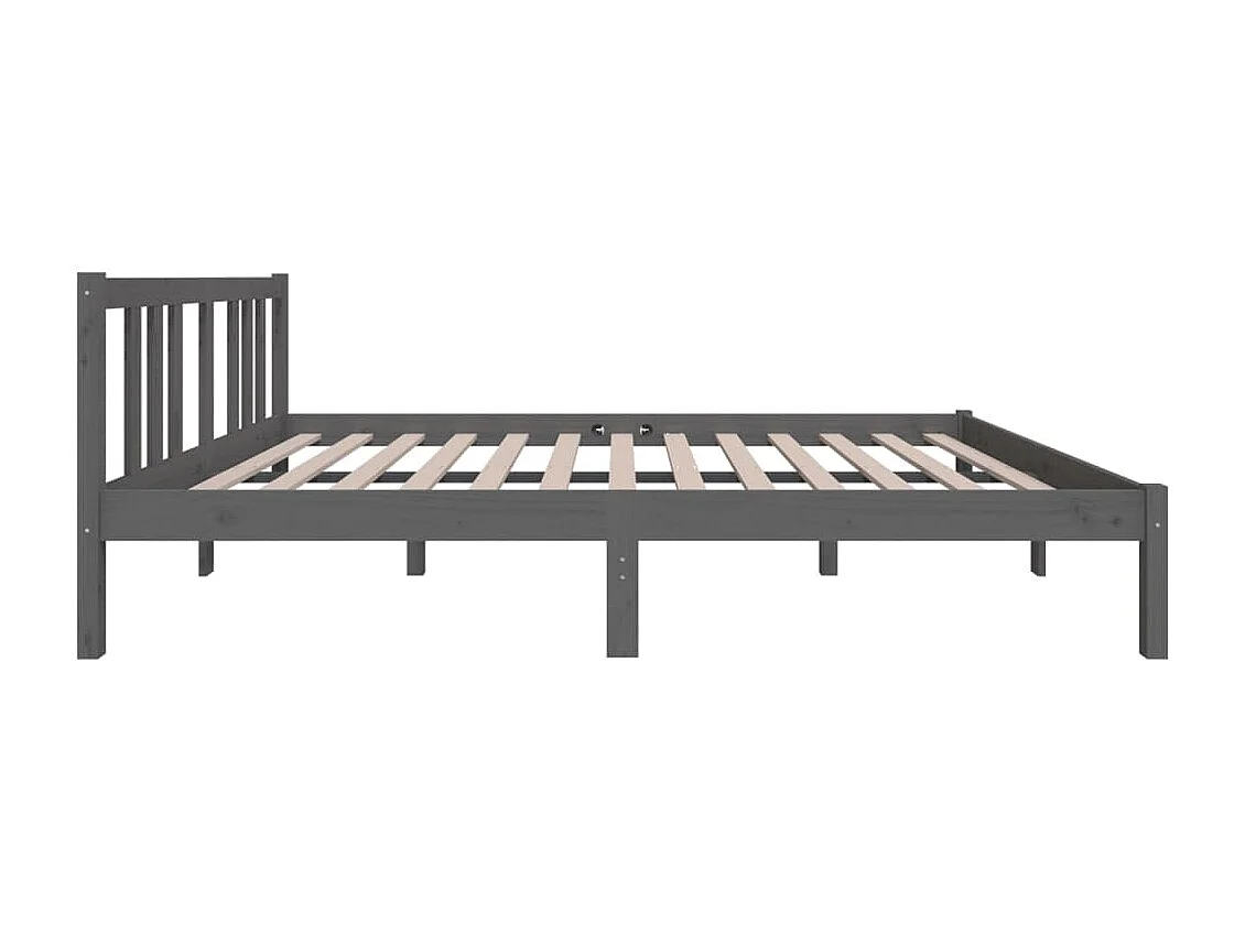 Lit double | Lit adulte | Cadre de lit gris bois massif 135x190 cm