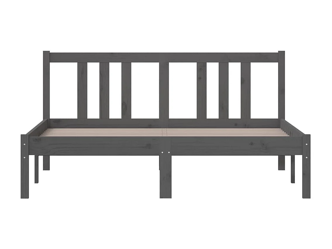 Lit double | Lit adulte | Cadre de lit gris bois massif 135x190 cm