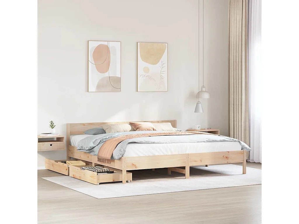 Lit double | Lit adulte | Cadre de lit 180x200 cm bois massif de pin