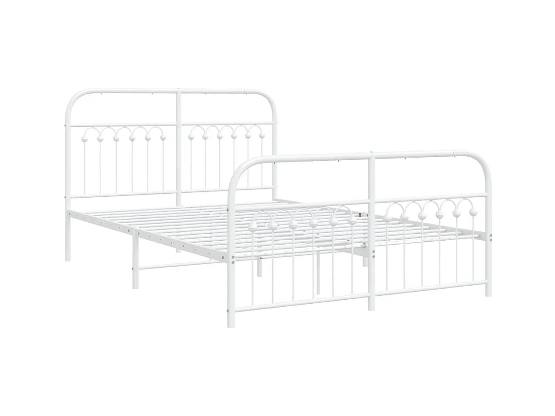 Lit double | Lit adulte | Cadre de lit métal et pied de lit blanc 137x190 cm