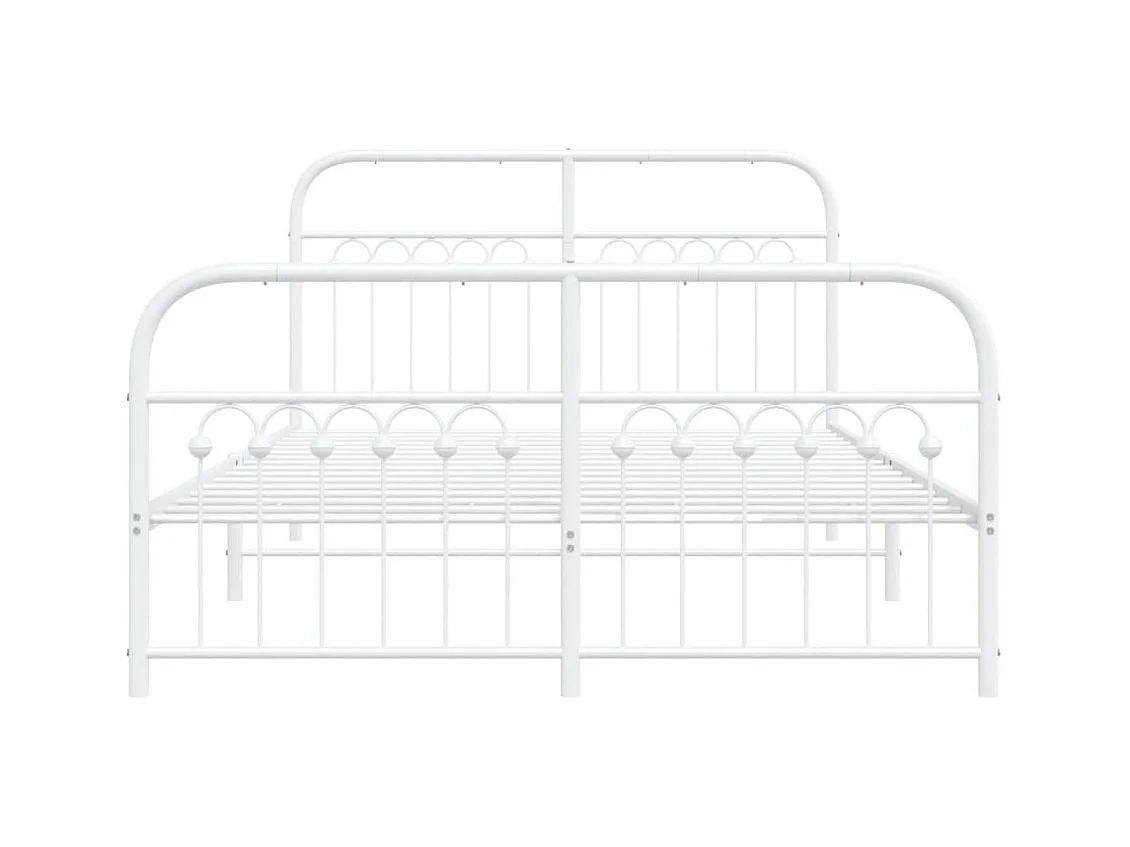 Lit double | Lit adulte | Cadre de lit métal et pied de lit blanc 137x190 cm