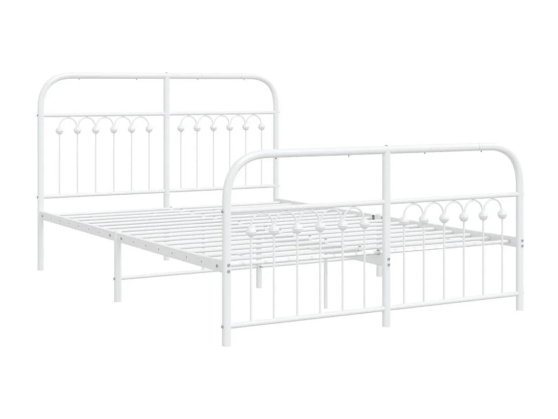Lit double | Lit adulte | Cadre de lit métal et pied de lit blanc 137x190 cm
