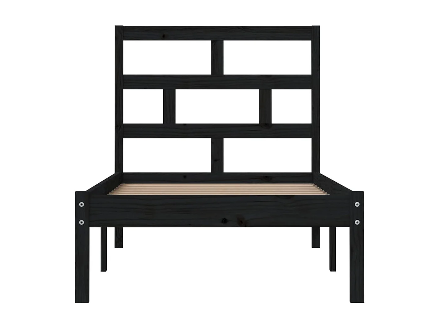 Lit simple | Lit adulte, enfant | Cadre de lit noir bois massif 75x190 cm