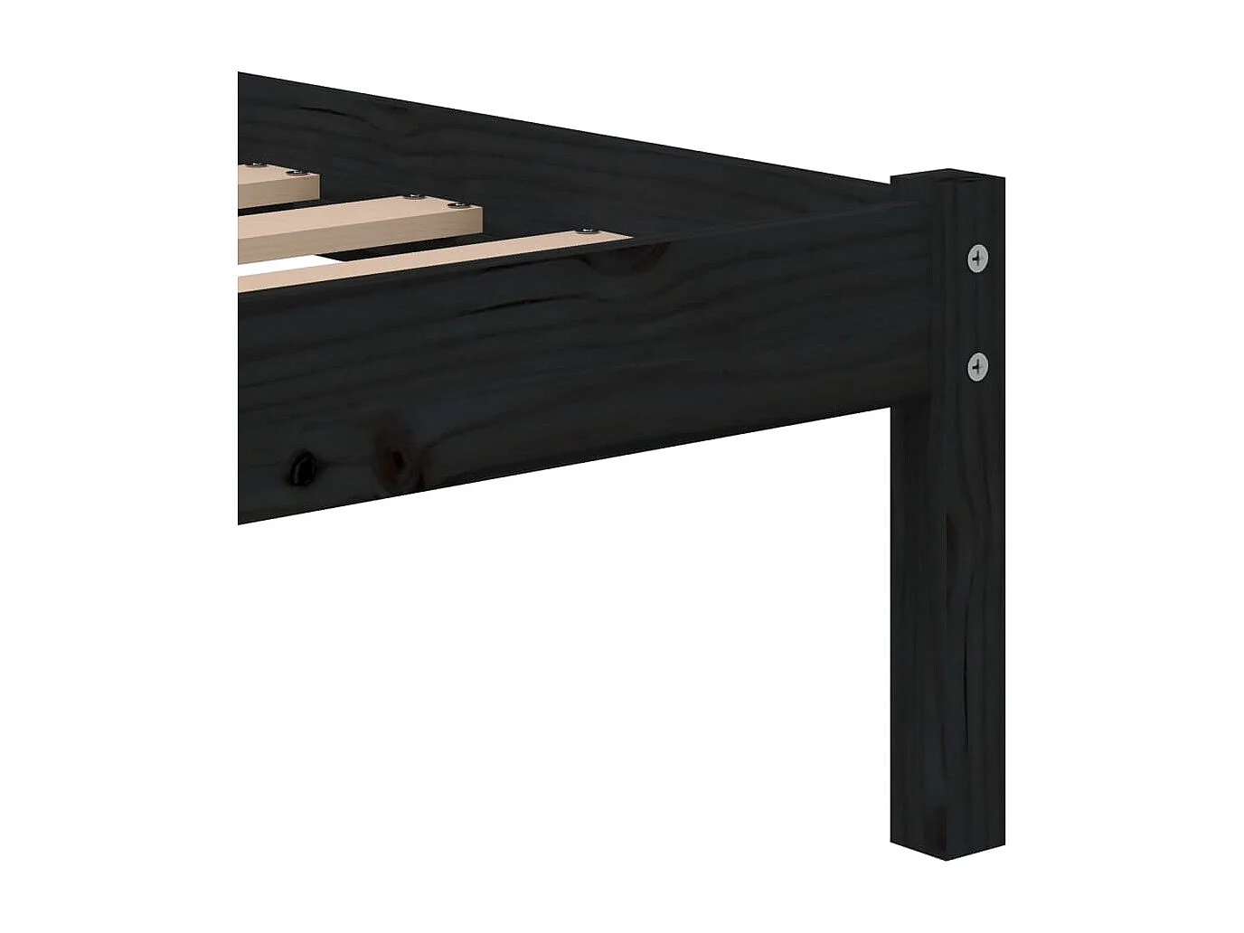 Lit simple | Lit adulte, enfant | Cadre de lit noir bois massif 75x190 cm