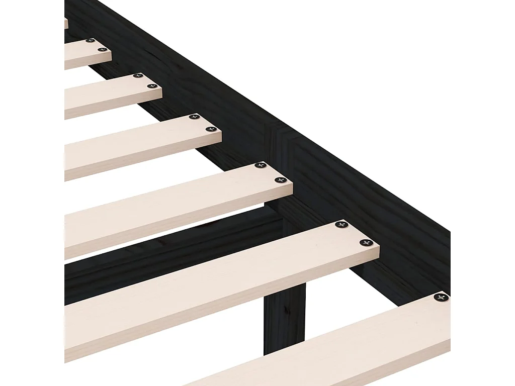 Lit simple | Lit adulte, enfant | Cadre de lit noir bois massif 75x190 cm