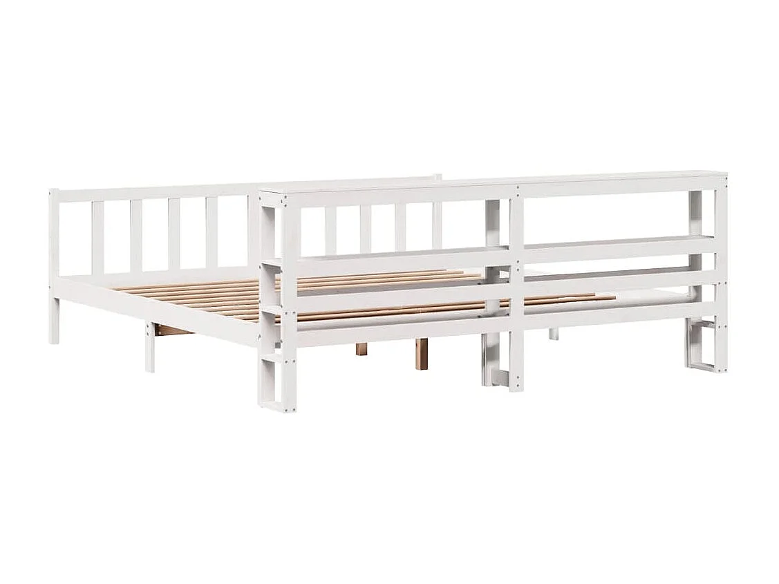 Lit double | Lit adulte | Cadre de lit blanc 200x200 cm bois massif de pin