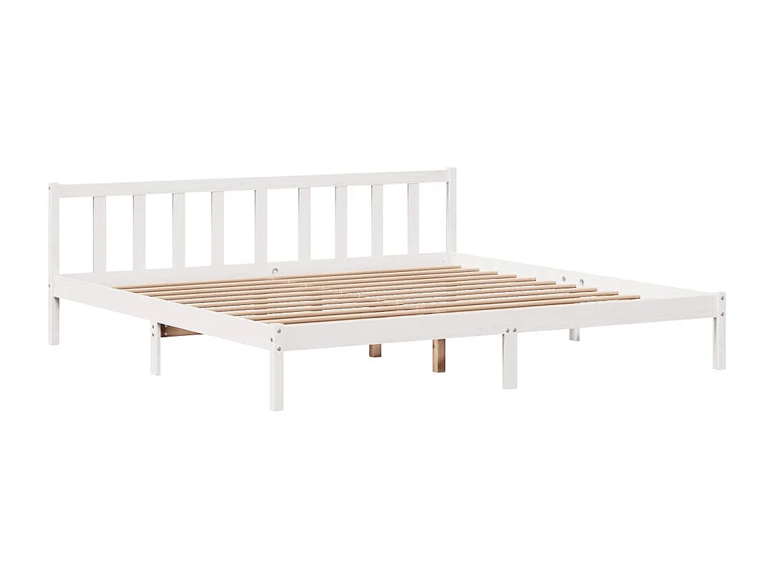 Lit double | Lit adulte | Cadre de lit blanc 200x200 cm bois massif de pin