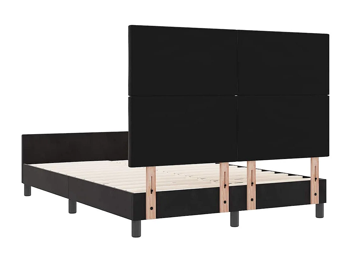 Lit double | Lit adulte | Cadre de lit avec tête de lit Noir 140x190 cm Velours