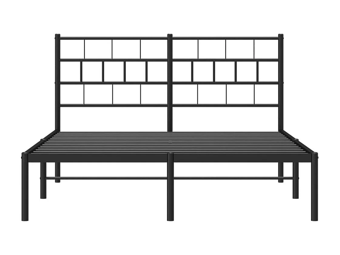 Lit double | Lit adulte | Cadre de lit métal avec tête de lit noir 140x190cm