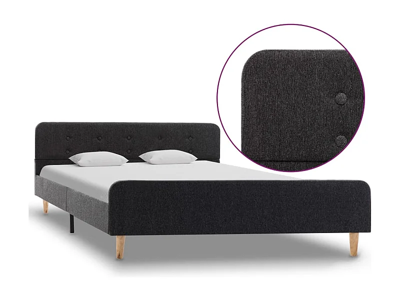 Lit double | Lit adulte | Cadre de lit Gris foncé Jute 140x200 cm