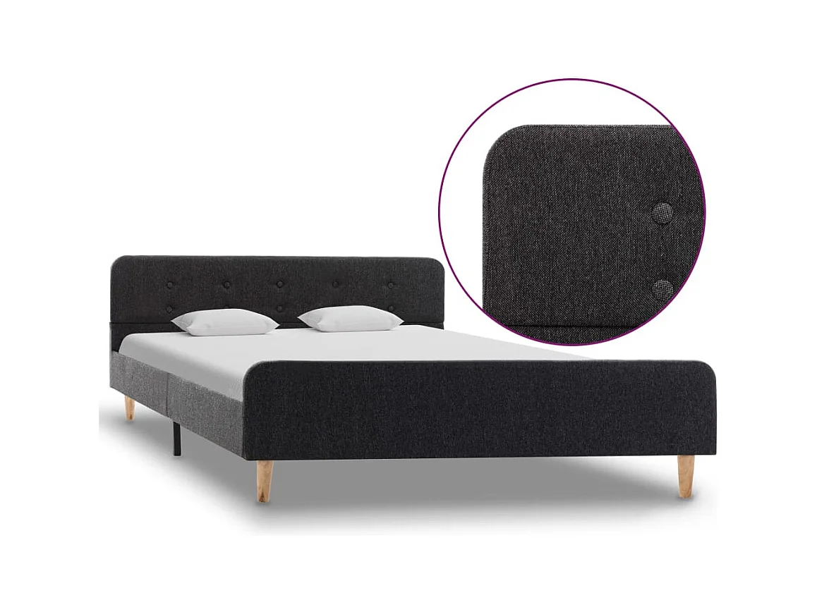 Lit double | Lit adulte | Cadre de lit Gris foncé Jute 140x200 cm