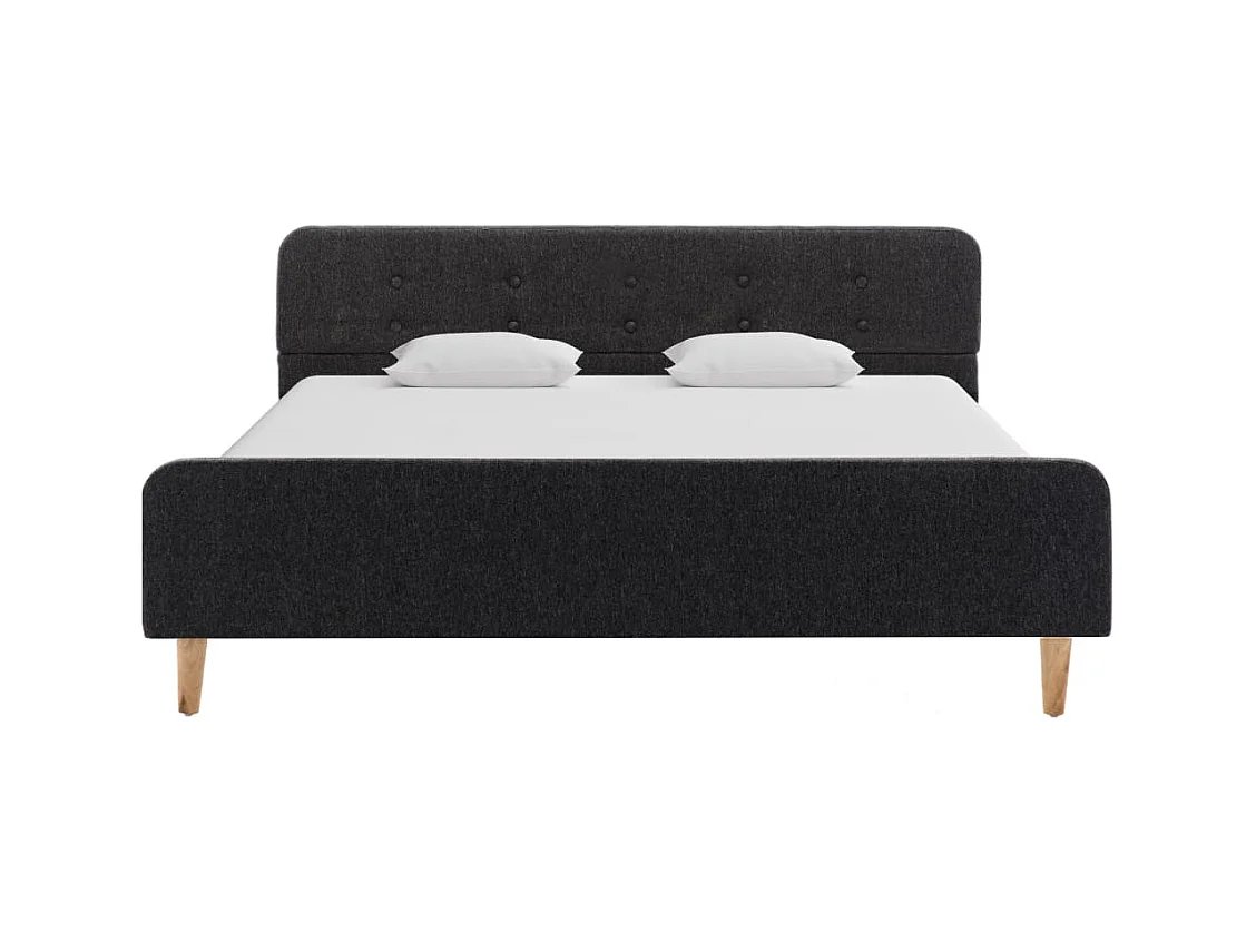 Lit double | Lit adulte | Cadre de lit Gris foncé Jute 140x200 cm