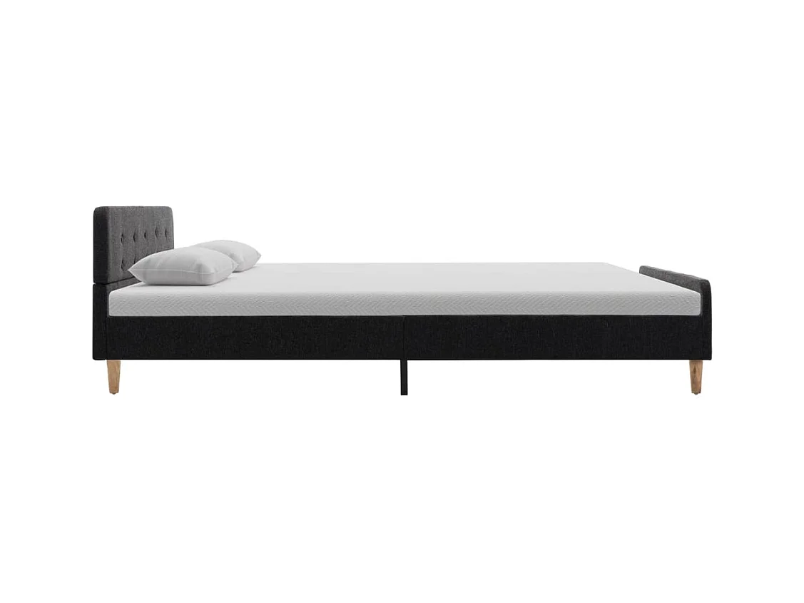 Lit double | Lit adulte | Cadre de lit Gris foncé Jute 140x200 cm