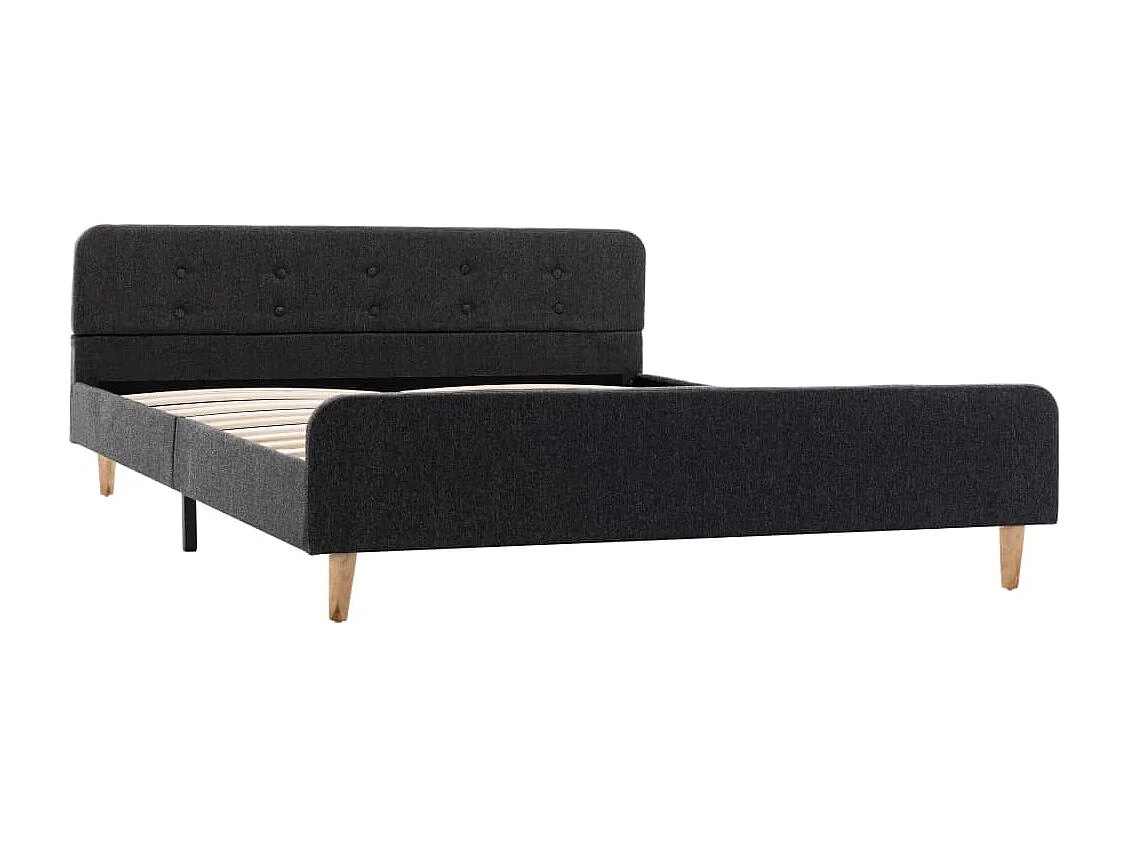 Lit double | Lit adulte | Cadre de lit Gris foncé Jute 140x200 cm