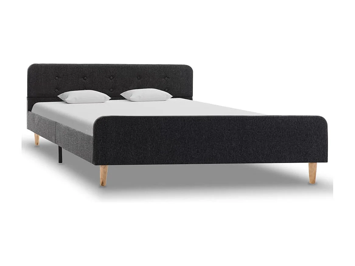 Lit double | Lit adulte | Cadre de lit Gris foncé Jute 140x200 cm