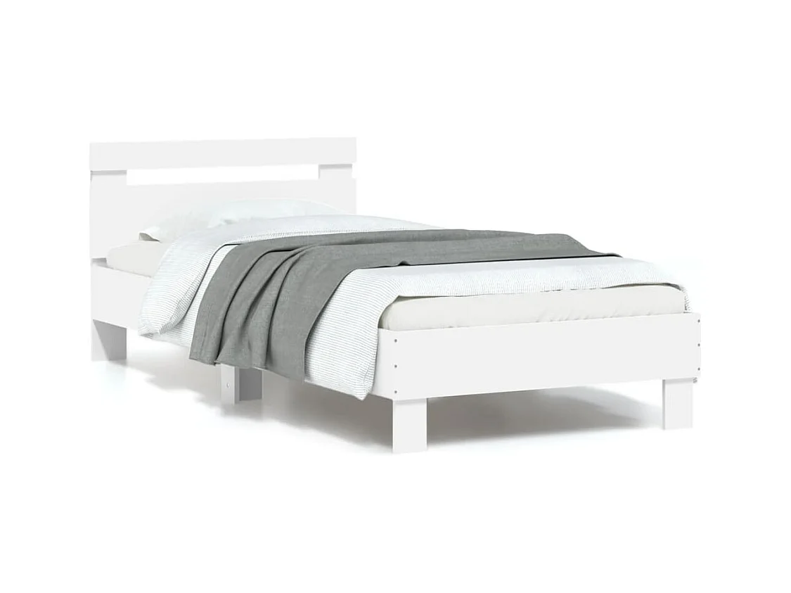 Lit simple | Lit adulte, enfant | Cadre de lit avec lumières LED blanc 90x200 cm