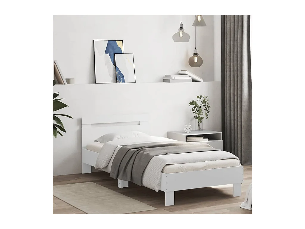 Lit simple | Lit adulte, enfant | Cadre de lit avec lumières LED blanc 90x200 cm