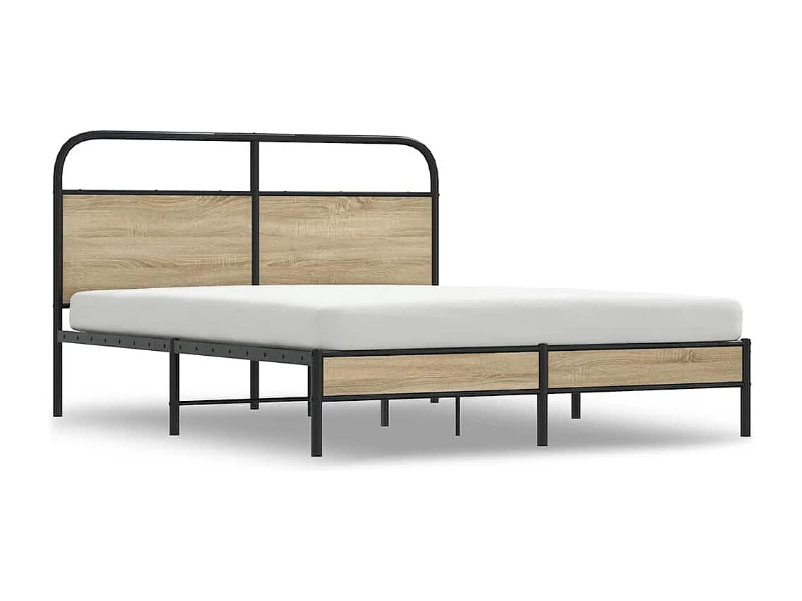 Letto per adulti | Letto matrimoniale | Giroletto senza Materasso Rovere Fumo 150x200 cm in Truciolato