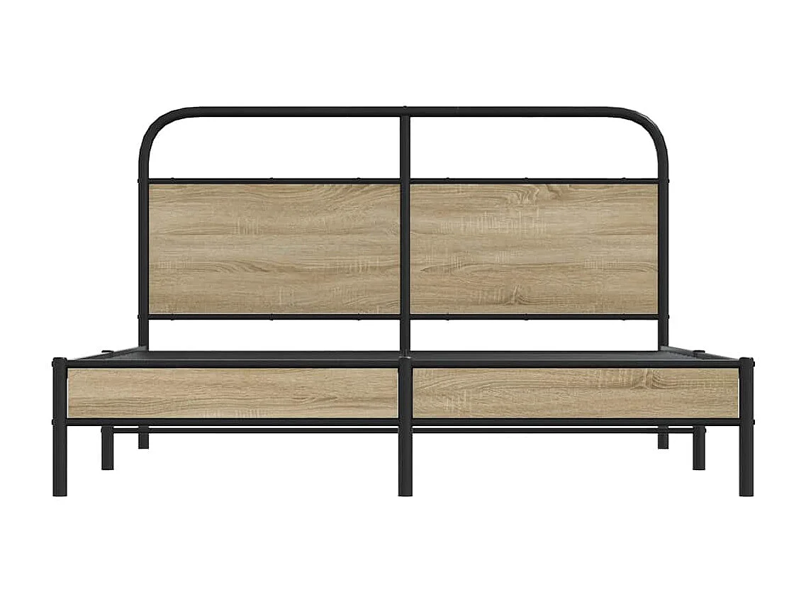 Letto per adulti | Letto matrimoniale | Giroletto senza Materasso Rovere Fumo 150x200 cm in Truciolato