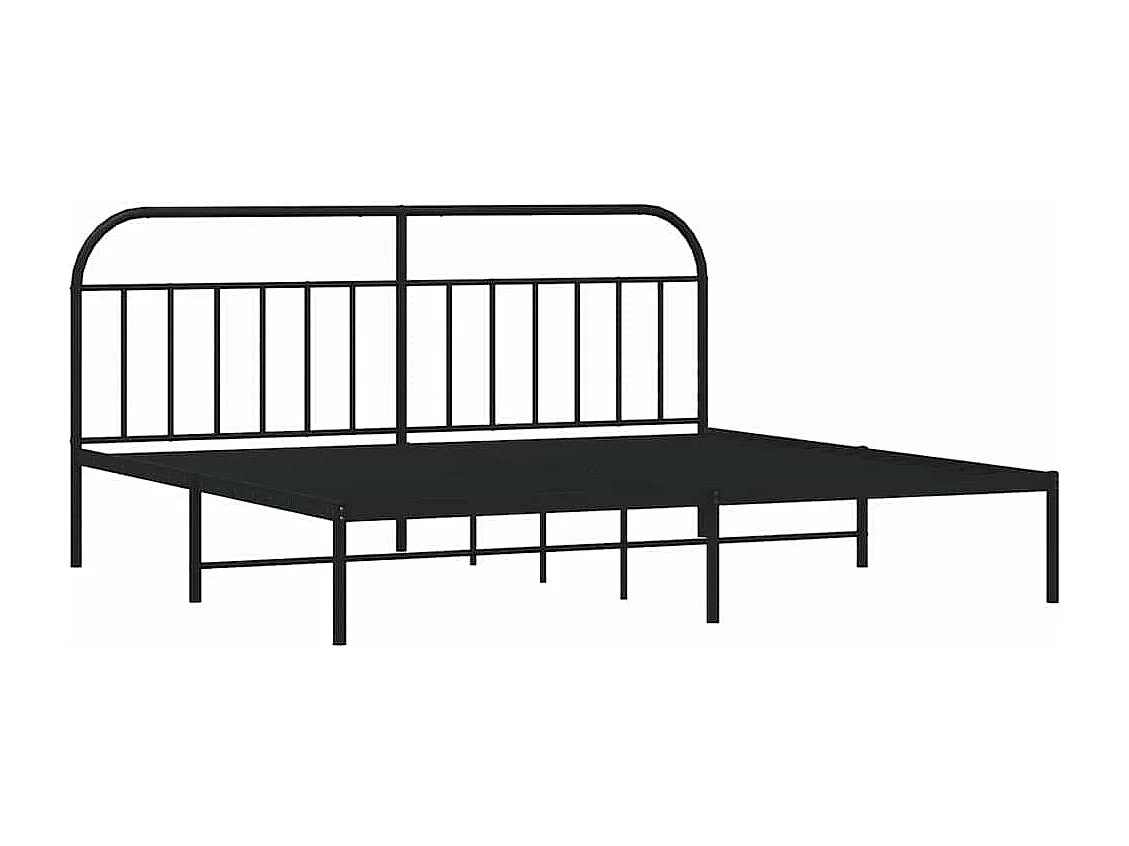 Lit double | Lit adulte | Cadre de lit métal avec tête de lit noir 193x203cm