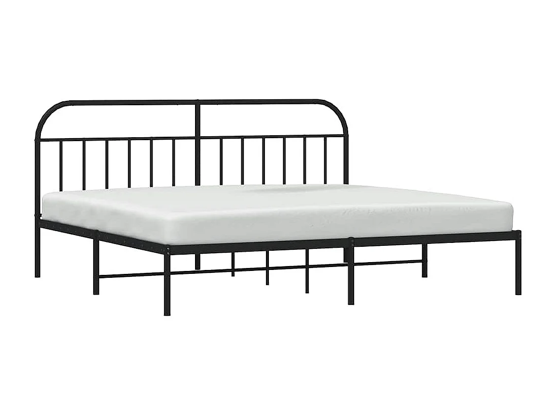 Lit double | Lit adulte | Cadre de lit métal avec tête de lit noir 193x203cm