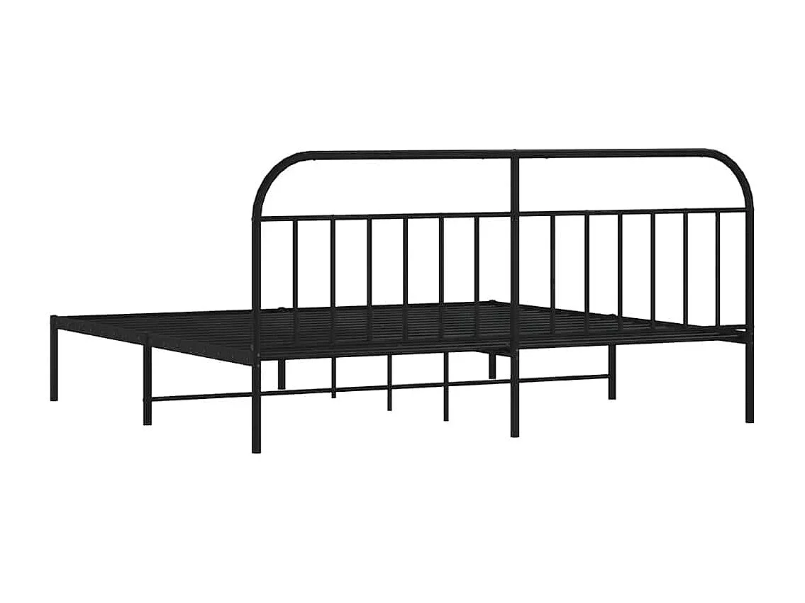 Lit double | Lit adulte | Cadre de lit métal avec tête de lit noir 193x203cm