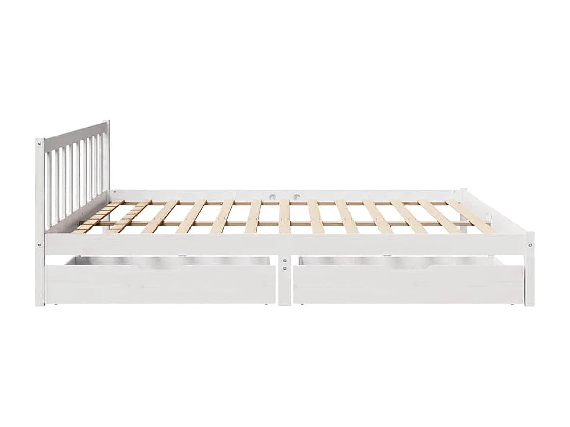 Lit double | Lit adulte | Cadre de lit blanc 200x200 cm bois massif de pin