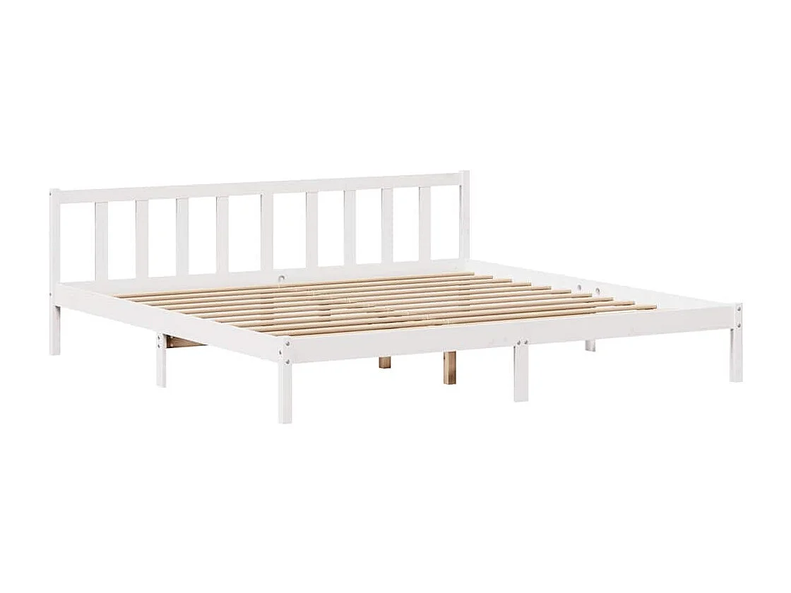 Lit double | Lit adulte | Cadre de lit blanc 200x200 cm bois massif de pin