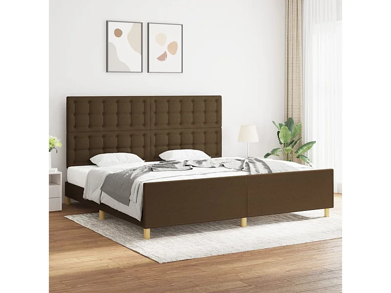 Letto per adulti | Letto matrimoniale | Giroletto senza Materasso Marrone Scuro 200x200 cm in Tessuto
