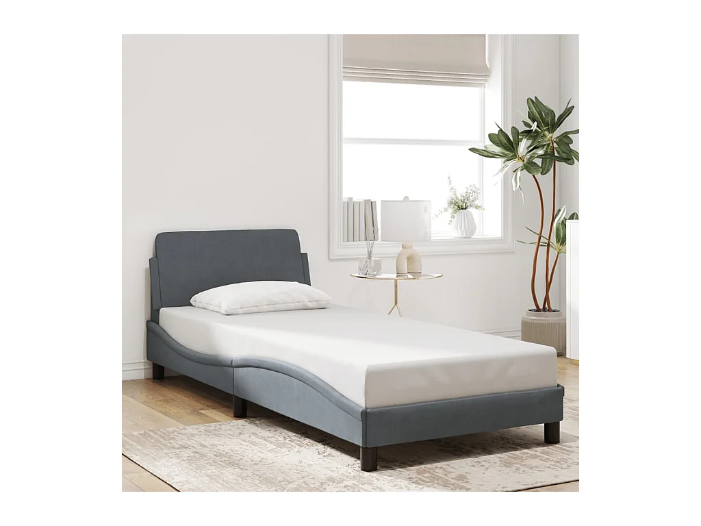Lit simple | Lit adulte, enfant | Cadre de lit gris foncé 80x200 cm velours