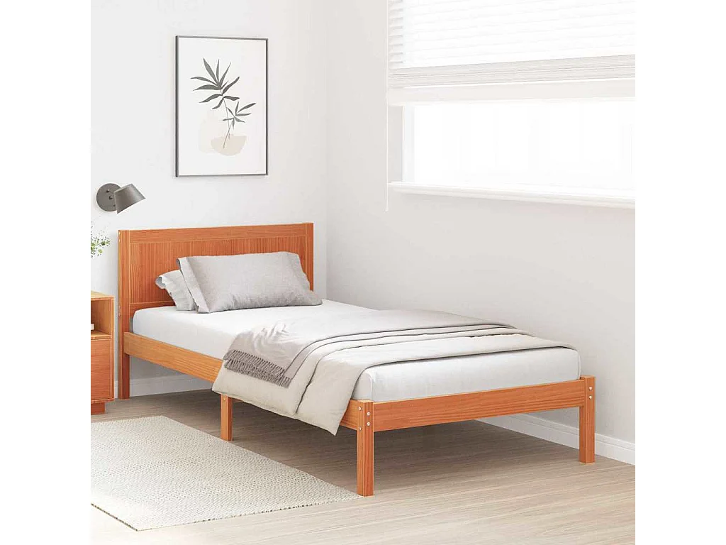 Lit simple | Lit adulte, enfant | Cadre de lit Marron 100x200 cm Bois de pin massif